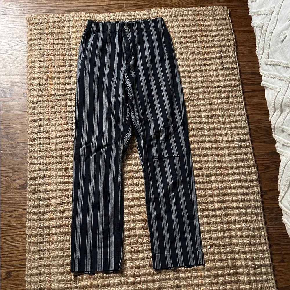 Brandy Melville Black and White Striped Trousers